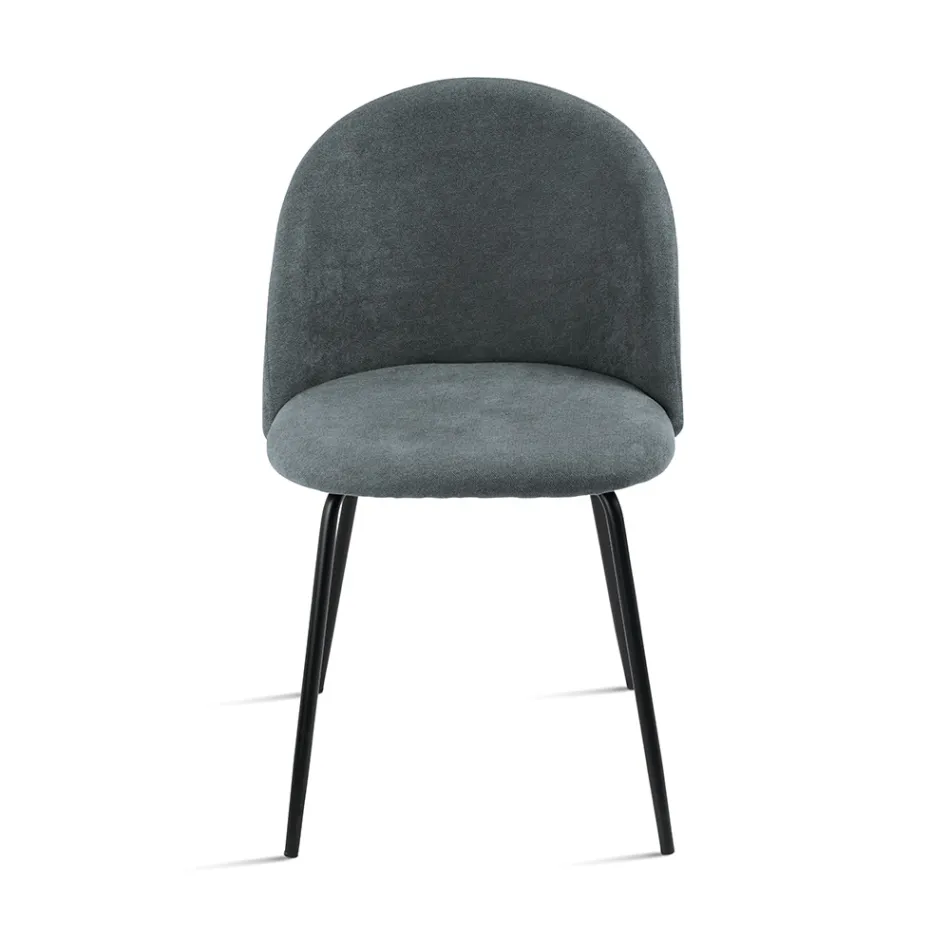 Set de două scaune din metal vopsit și material tapițat în diverse culori - Rivo Viadurini