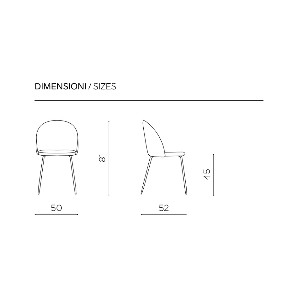 Set de două scaune din metal vopsit și material tapițat în diverse culori - Rivo Viadurini