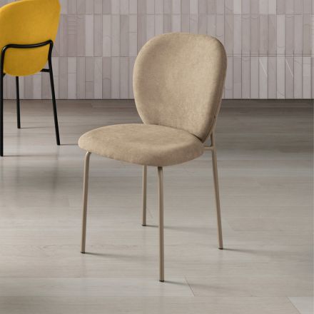 Set de două scaune tapițate din material textil cu cadru metalic vopsit - Lior Viadurini