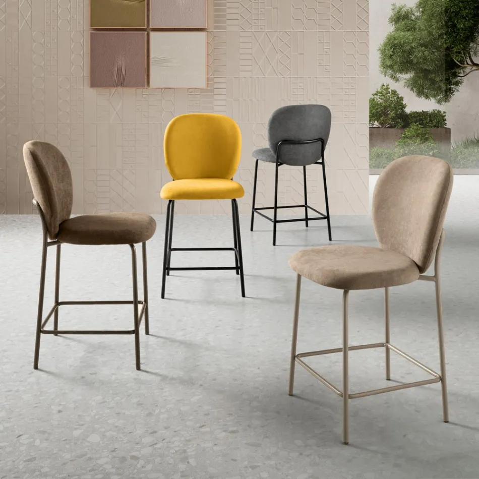 Set de două scaune din material textil cu căptușeală și cadru metalic - Lior Viadurini