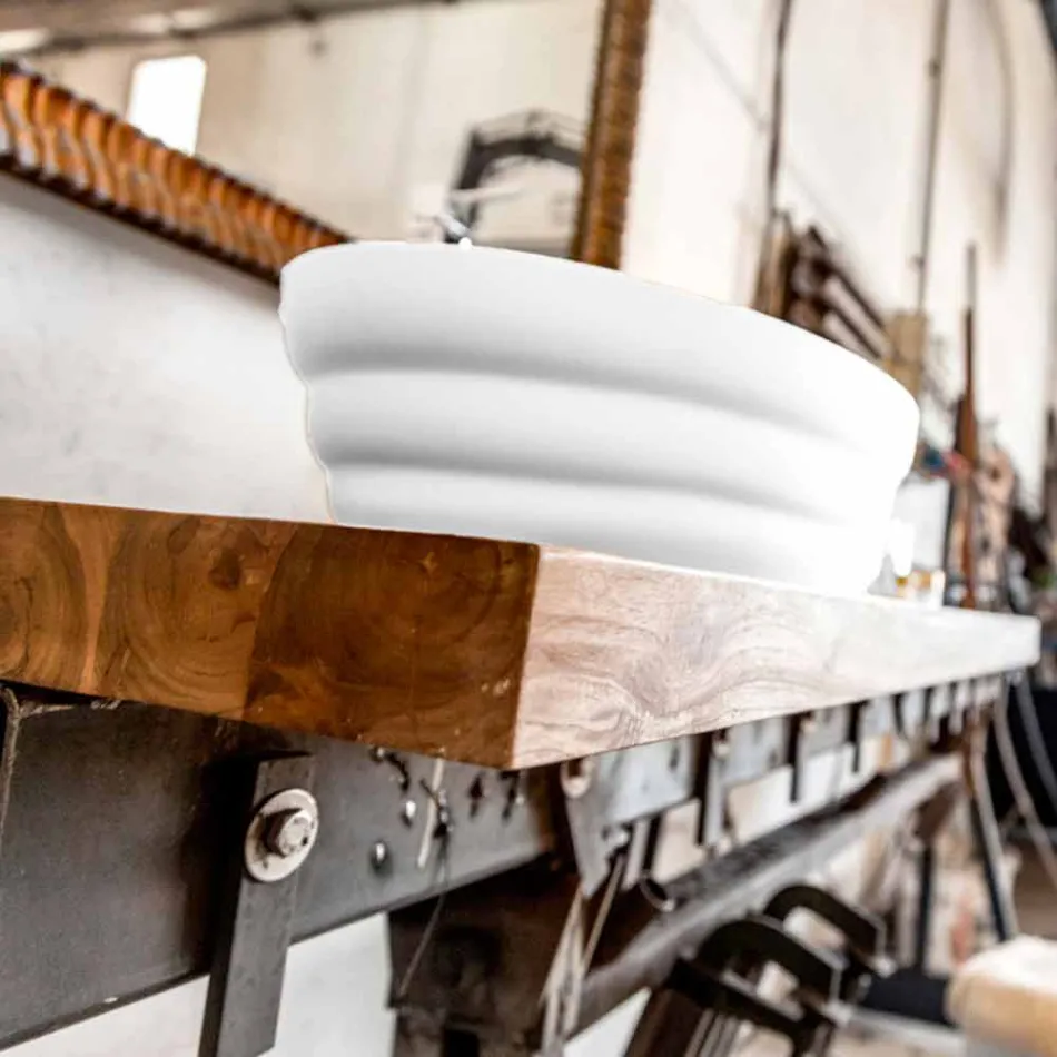 Set de mobilier de design suspendat pentru baie din lemn de tec Poggio Viadurini