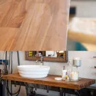 Set de mobilier de design suspendat pentru baie din lemn de tec Poggio Viadurini