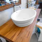 Set de mobilier de design suspendat pentru baie din lemn de tec Poggio Viadurini