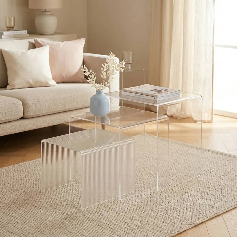 Set de trei mese cuibărite din plexiglas fabricate în Italia - Leandro Viadurini