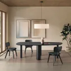 Set de două scaune cu finisaj cu efect de lemn și șezut tapițat cu material textil - Antea Viadurini