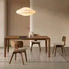 Set de două scaune cu finisaj cu efect de lemn și șezut tapițat cu material textil - Antea Viadurini
