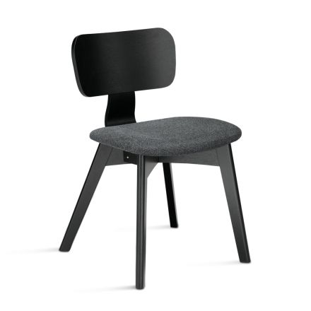 Set de două scaune cu finisaj cu efect de lemn și șezut tapițat cu material textil - Antea Viadurini