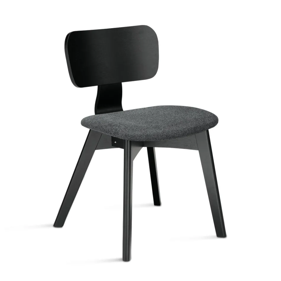Set de două scaune cu finisaj cu efect de lemn și șezut tapițat cu material textil - Antea Viadurini