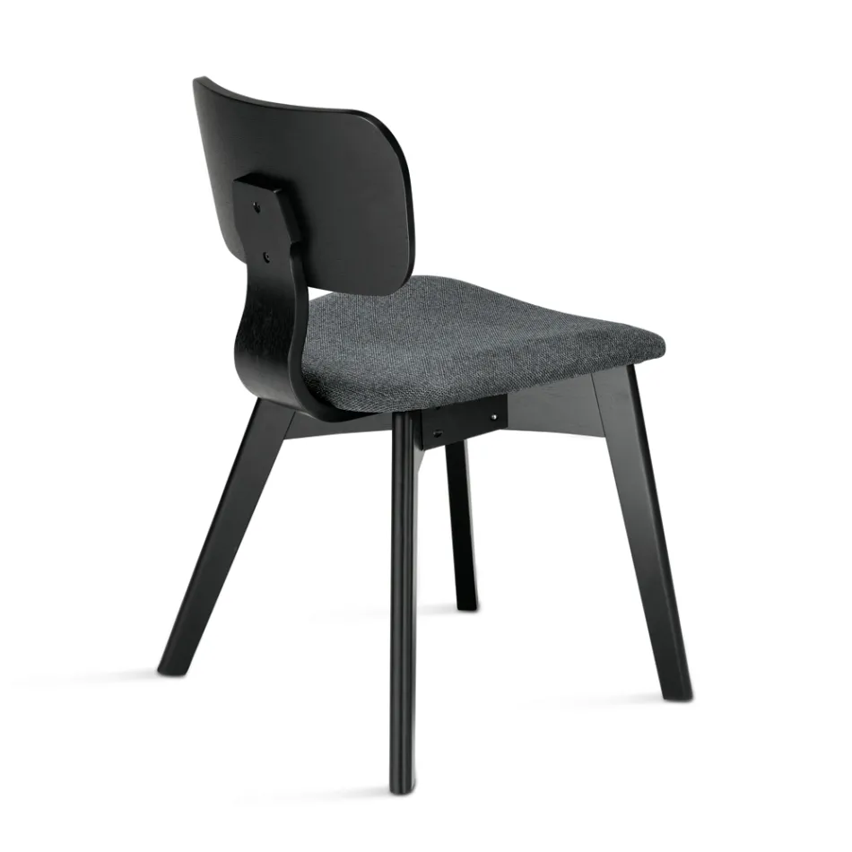 Set de două scaune cu finisaj cu efect de lemn și șezut tapițat cu material textil - Antea Viadurini