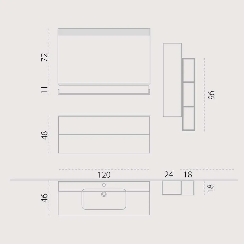 Set de lemn și de suspensie de mobilier modern baie Fenix ​​făcute în Italia Bari Viadurini