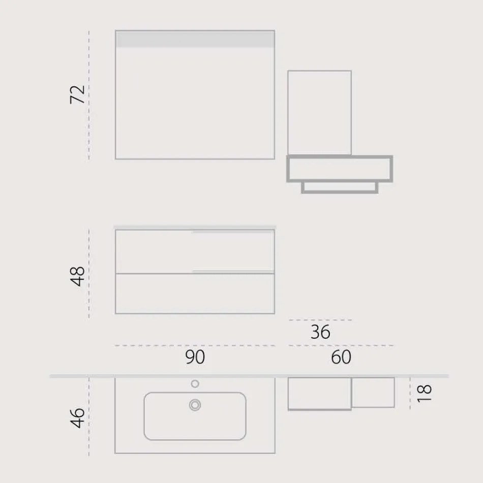 Set de baie din lemn de design din piatră, realizat în Italia Cesena Viadurini