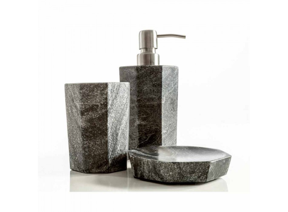 Set de accesorii moderne pentru baie în marmură gri grila Montafia Viadurini