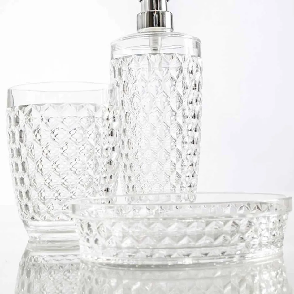 Set pentru dozator de baie + sticlă + vas de săpun modern Netro Viadurini