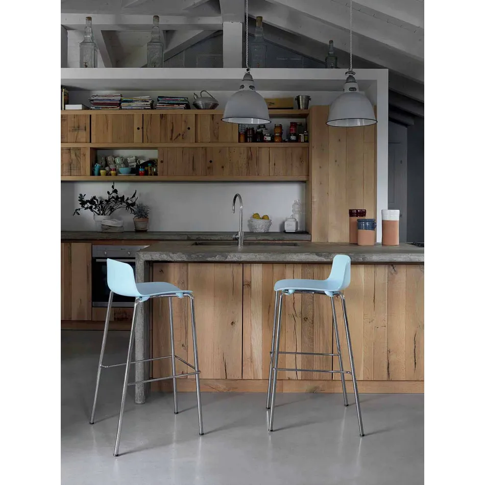 Scaun înalt, 2 bucăți, din metal și polipropilenă Made in Italy - Christabel Viadurini