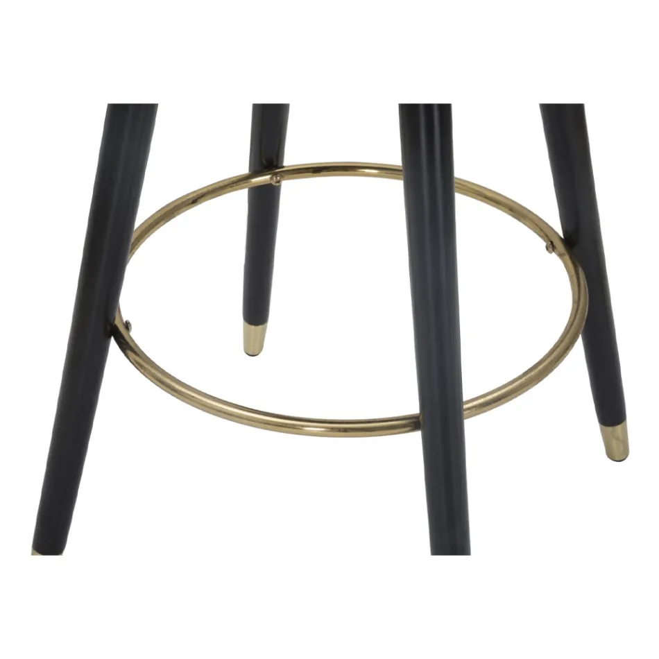 Scaun de bar înalt din lemn și metal cu scaun din poliester - Enzo Viadurini