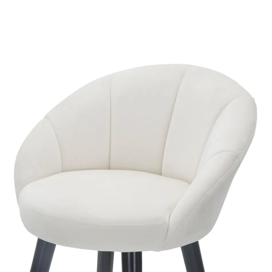 Scaun de bar înalt din lemn și metal cu scaun din poliester - Enzo Viadurini