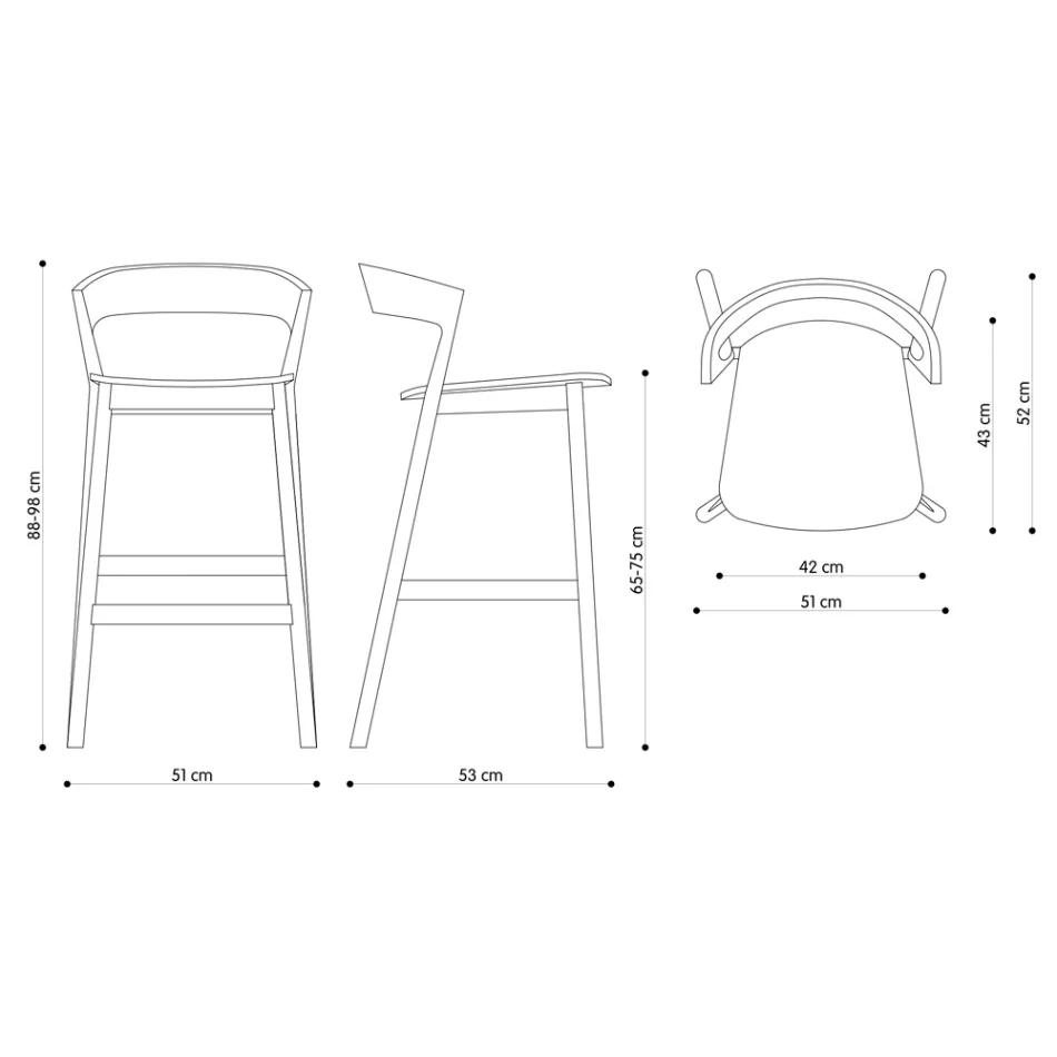 Scaun înalt de bucătărie cu structură din lemn de frasin Fabricat în Italia - Oslo Viadurini