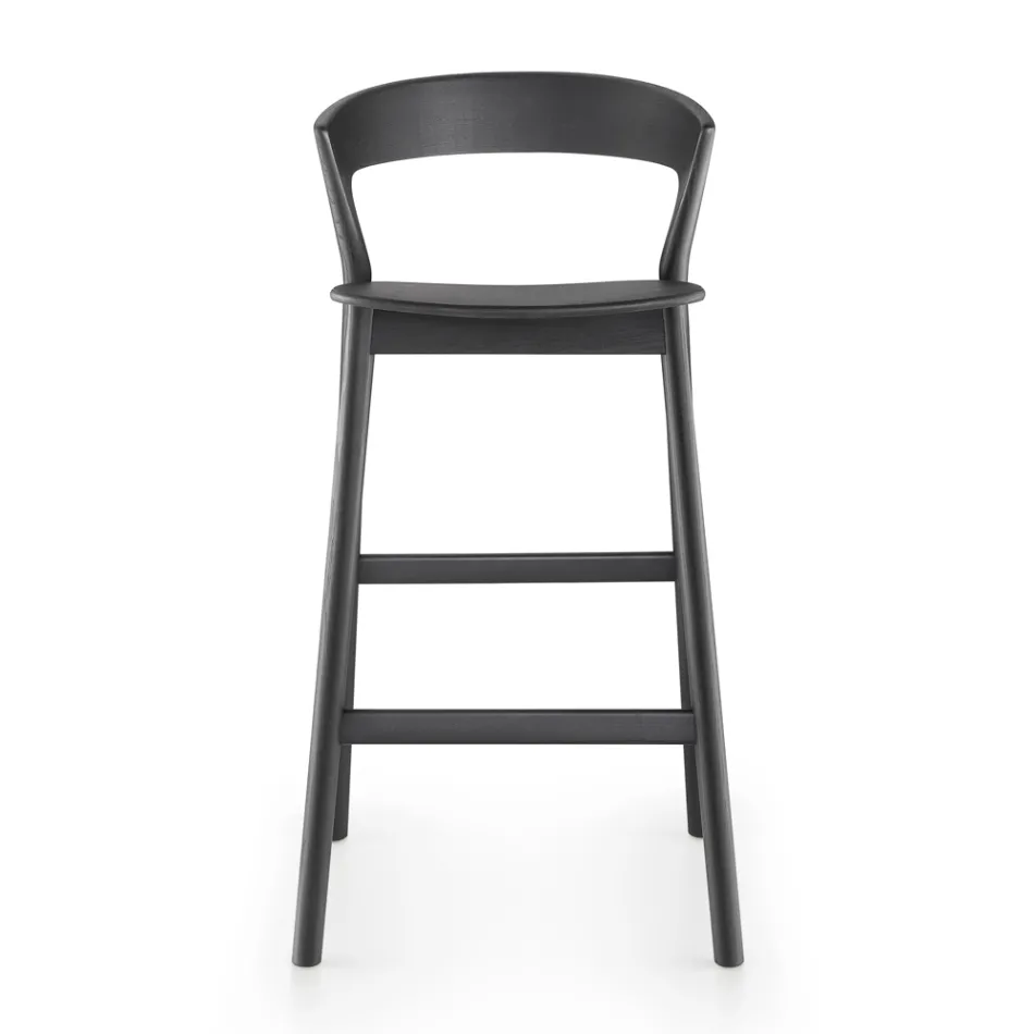 Scaun înalt de bucătărie cu structură din lemn de frasin Fabricat în Italia - Oslo Viadurini