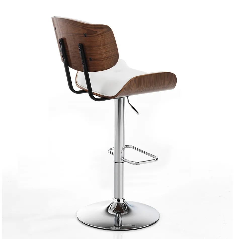 Scaun înalt de bucătărie din piele sintetică și placaj - Nebbia Viadurini