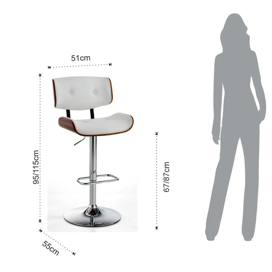 Scaun înalt de bucătărie din piele sintetică și placaj - Nebbia Viadurini