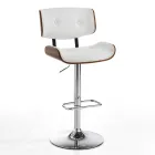 Scaun înalt de bucătărie din piele sintetică și placaj - Nebbia Viadurini