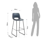 Scaun inalt de bucatarie din piele sintetica si metal negru 2 piese - Yuri Viadurini