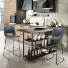 Scaun inalt de bucatarie din piele sintetica si metal negru 2 piese - Yuri Viadurini