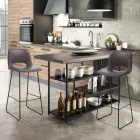 Scaun inalt de bucatarie din piele sintetica si metal negru 2 piese - Yuri Viadurini