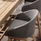 Scaun înalt de exterior din frânghie și lemn de tec, Homemotion, 2 buc - Anitha Viadurini