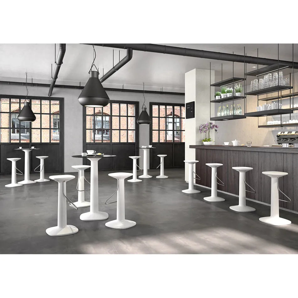 Scaun de design înalt din polietilenă și oțel inoxidabil Made in Italy - Pito Viadurini