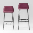 Scaun inalt de calitate din piele cu baza metalica Made in Italy - Molde Viadurini