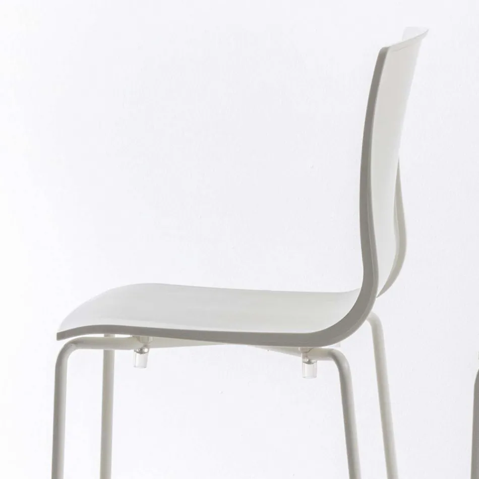 Scaun de sticlă din polipropilenă mare, cu bază metalică, 2 piese - Kiara Viadurini