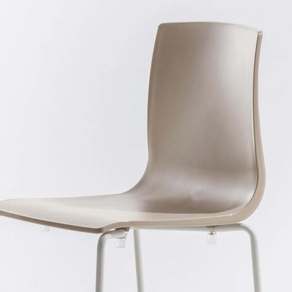 Scaun de sticlă din polipropilenă mare, cu bază metalică, 2 piese - Kiara Viadurini