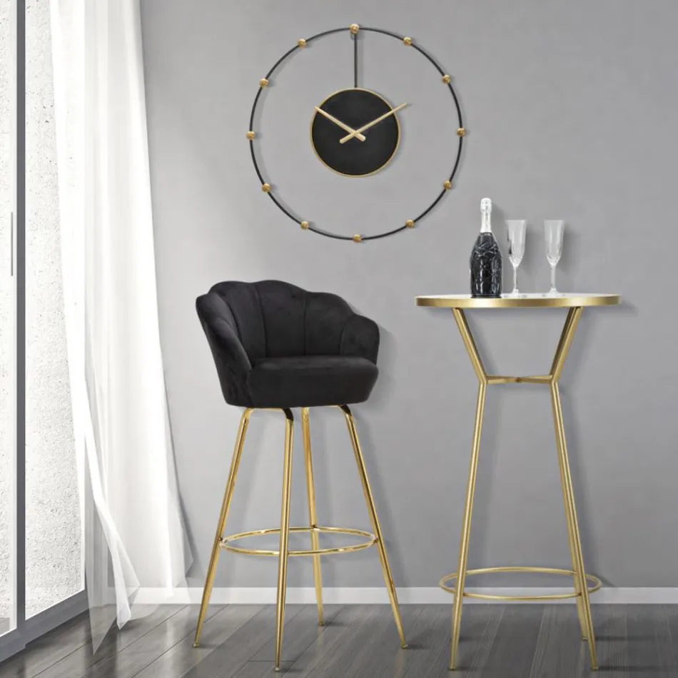 Scaun înalt din fier de aur cu scaun acoperit în catifea - Annina Viadurini