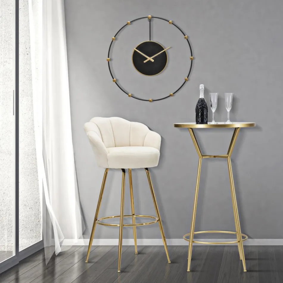 Scaun înalt din fier de aur cu scaun acoperit în catifea - Annina Viadurini