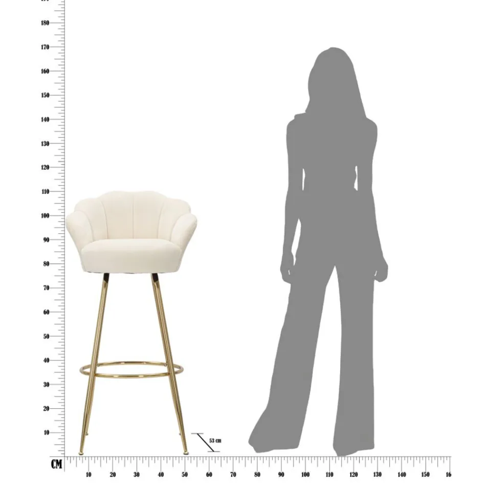 Scaun înalt din fier de aur cu scaun acoperit în catifea - Annina Viadurini