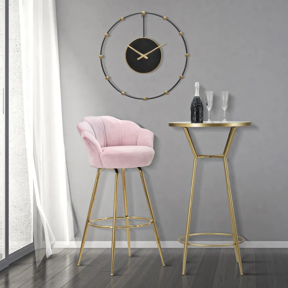 Scaun înalt din fier de aur cu scaun acoperit în catifea - Annina Viadurini