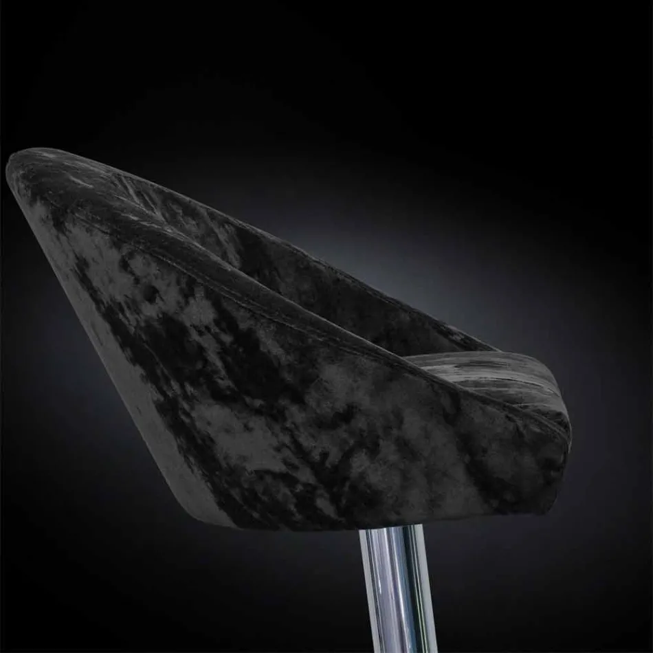 Scaun înalt din catifea și oțel cu lift reglabil Made in Italy - Bilbao Viadurini