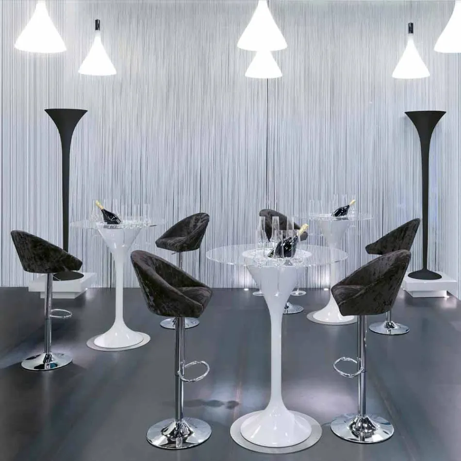 Scaun înalt din catifea și oțel cu lift reglabil Made in Italy - Bilbao Viadurini