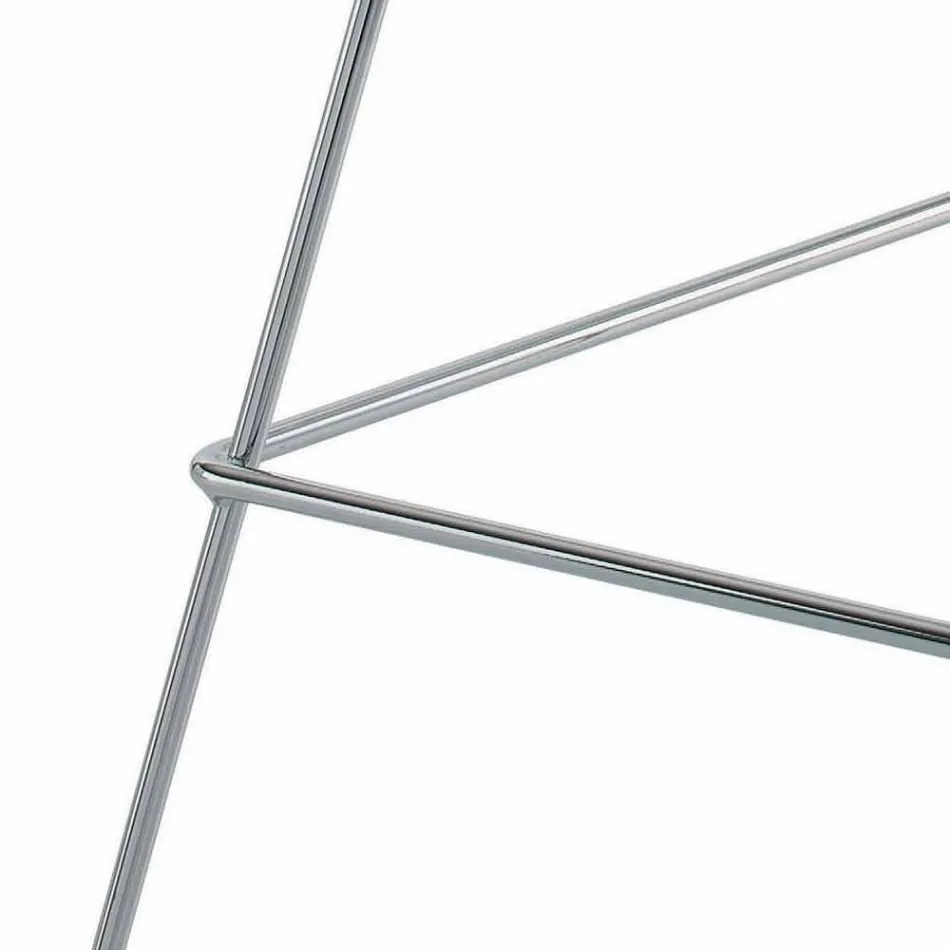 Scaun de bar din piele înaltă cu structură din oțel Made in Italy - Beniamino Viadurini