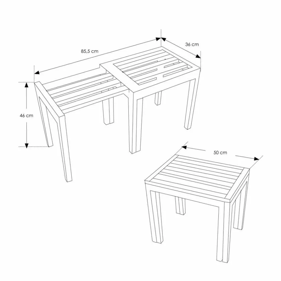 Scaun mic extensibil din lemn de tec Finisaj natural - Pomino Viadurini