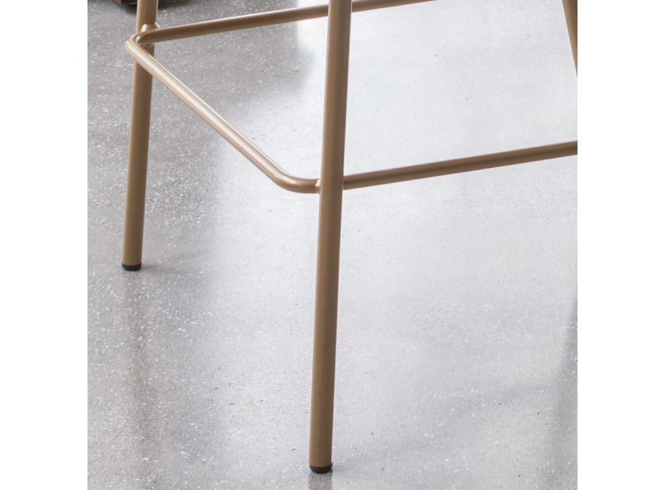 Taburet cu baza metalica si scaun din imitatie din piele Fabricat in Italia - Iedera Viadurini