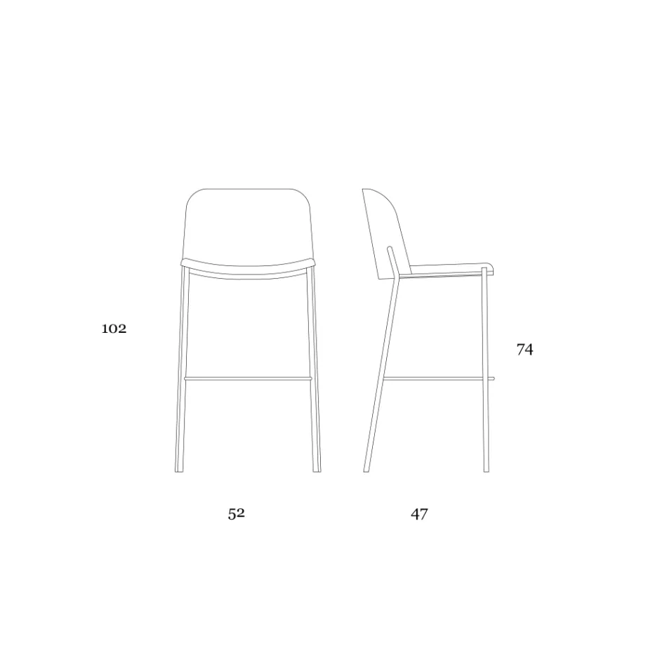 Taburet cu baza metalica si scaun din imitatie din piele Fabricat in Italia - Iedera Viadurini