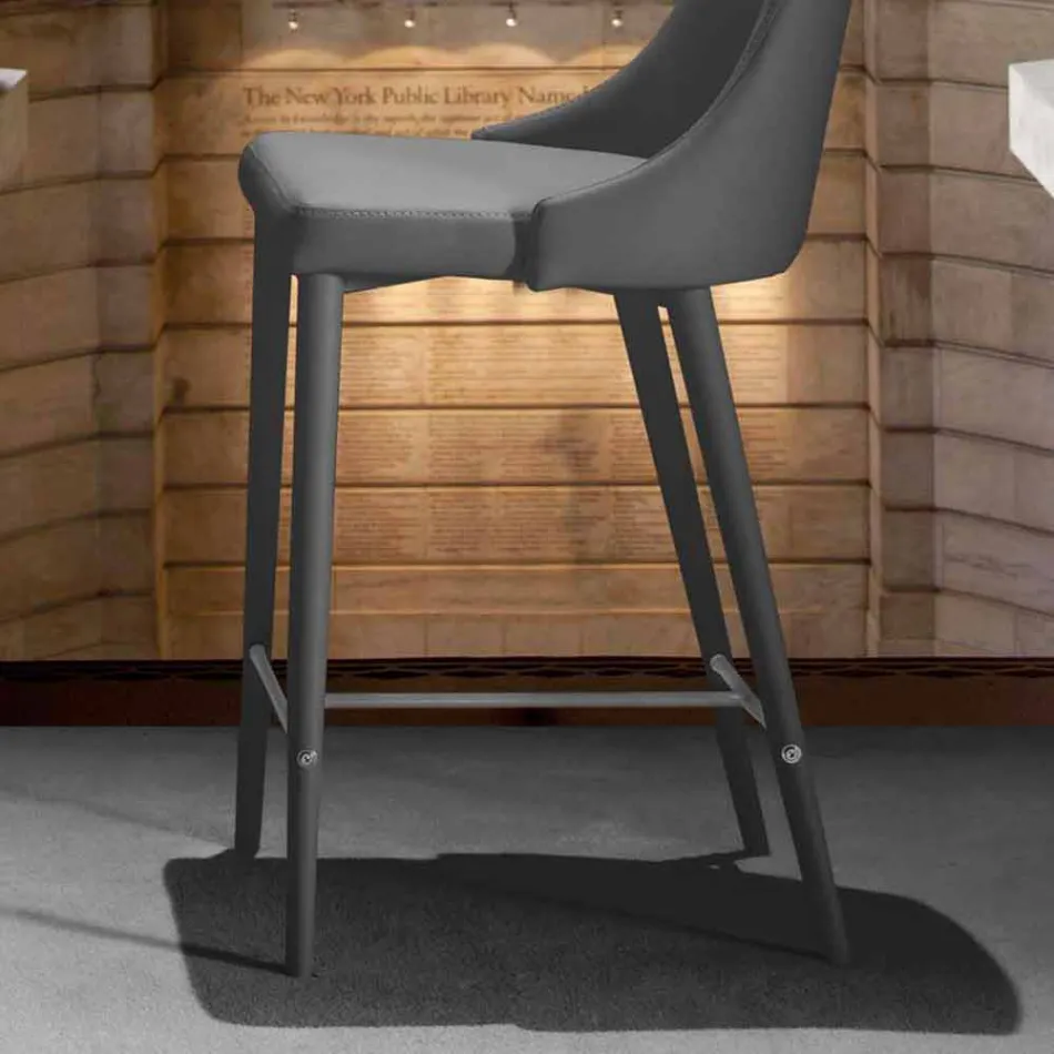 Scaun cu spătar, bază metalică design - Berenice Viadurini