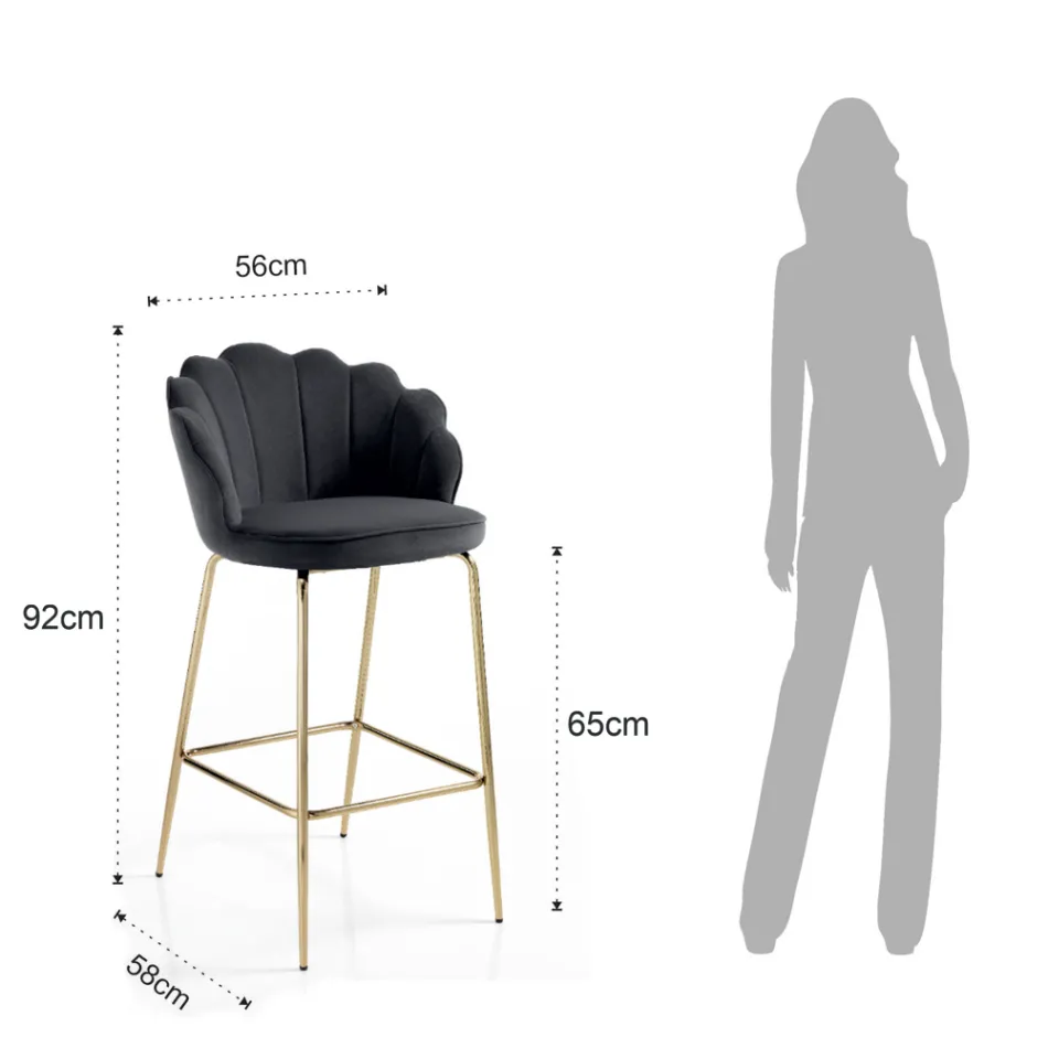 Taburet cu scaun capitonat acoperit cu material textil - silicon Viadurini