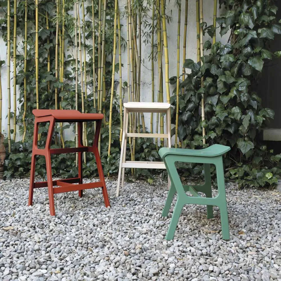 Taburet cu structură din lemn masiv de fag, fabricat în Italia - Regensburg Viadurini