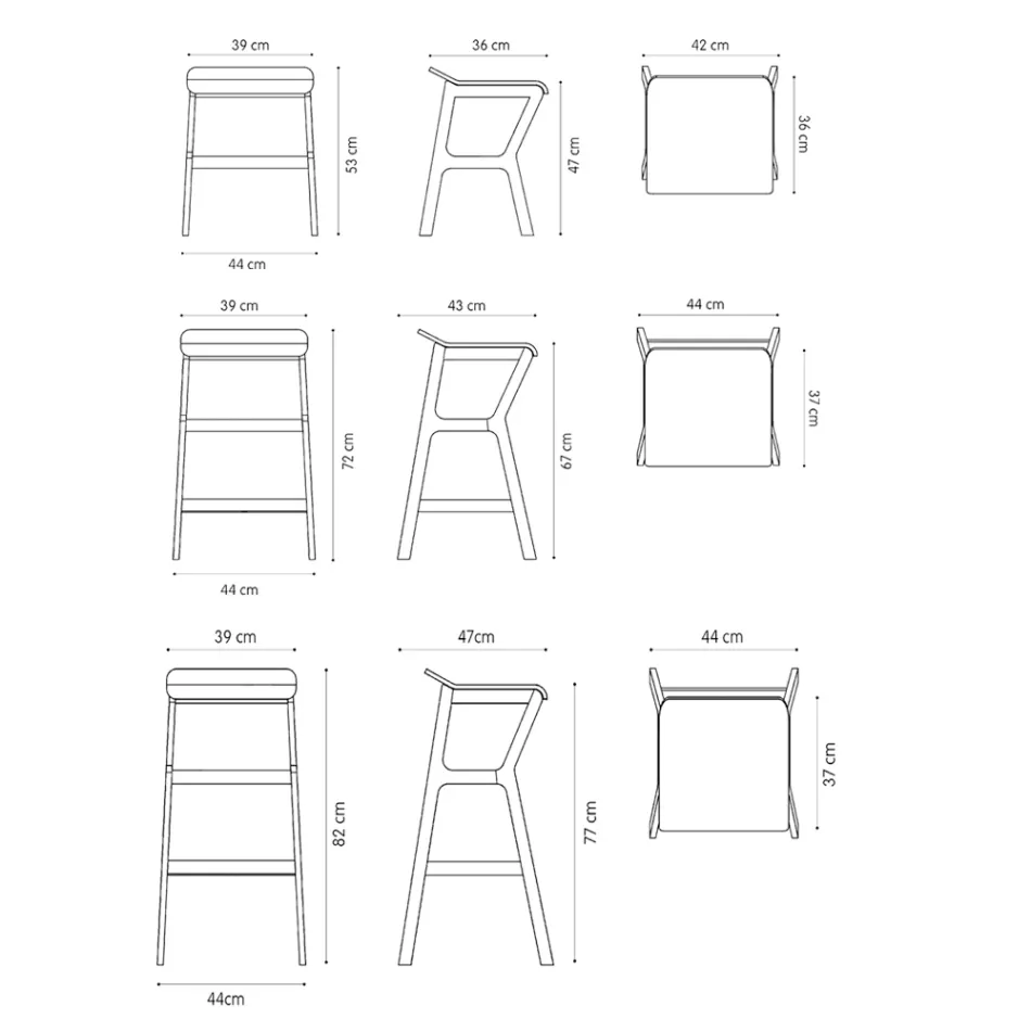 Taburet cu structură din lemn masiv de fag Fabricat în Italia - Regensburg Viadurini