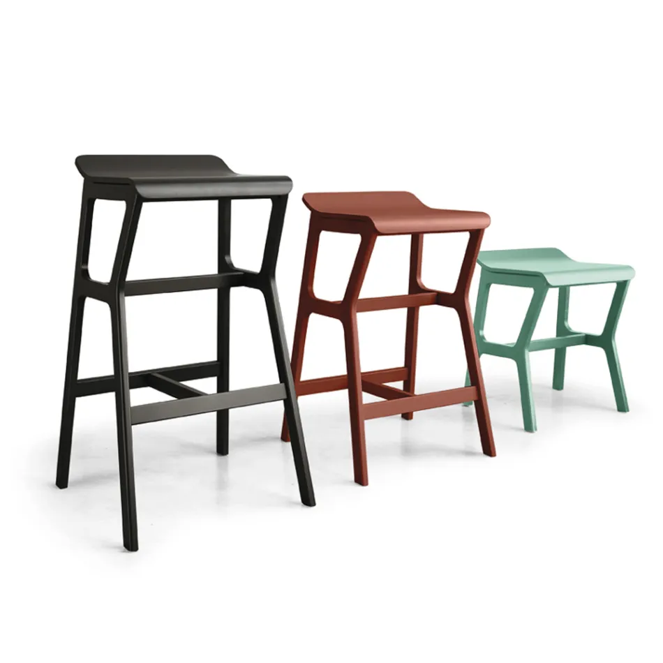 Taburet cu structură din lemn masiv de fag, fabricat în Italia - Regensburg Viadurini