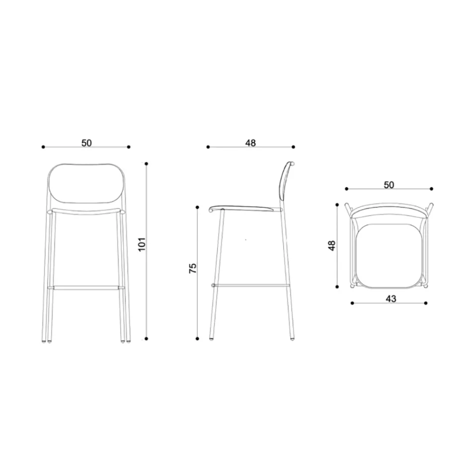 Scaun de Bucatarie din Lemn de Stejar si Metal Made in Italy 2 Bucati - Saffia Viadurini