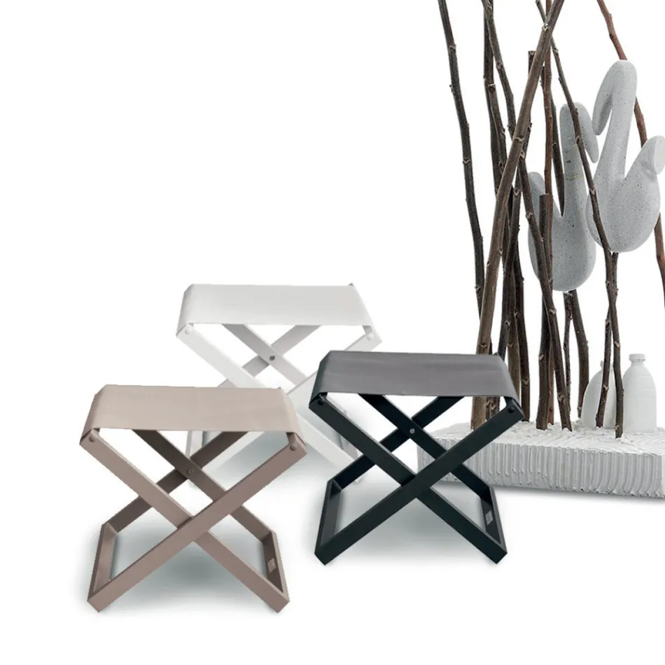 Scaun exterior din aluminiu vopsit și textilen - Edward Viadurini